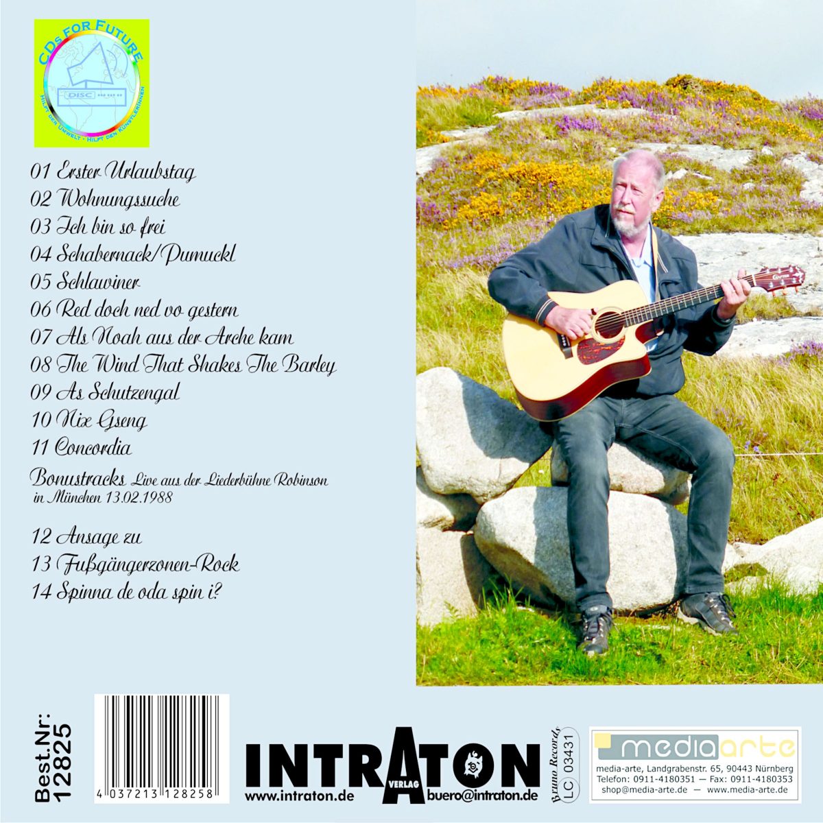 Rückseite der CD "Ich bin so frei" mit Portrait und Trackliste